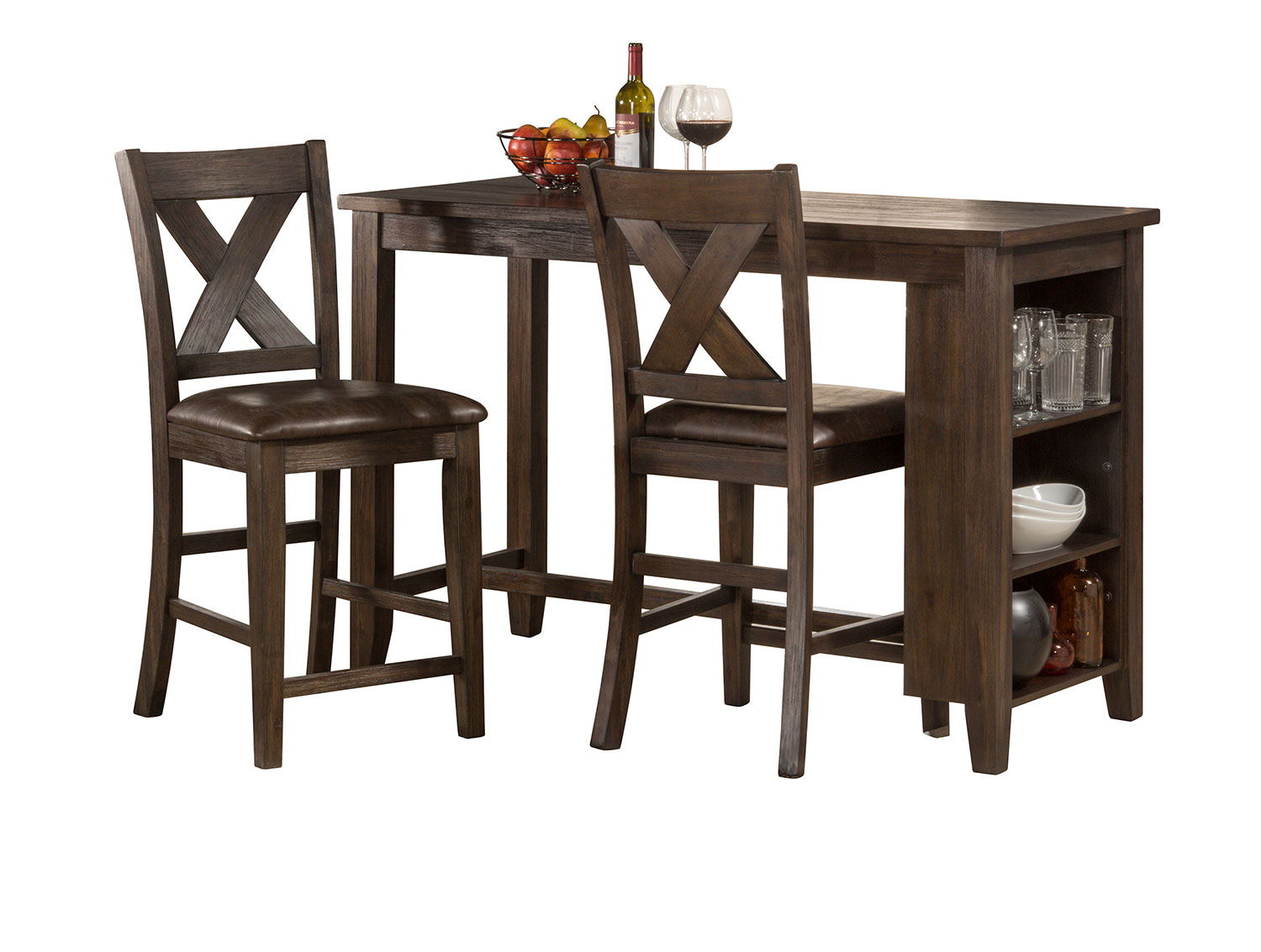 Hillsdale Spencer 3 Piece Counter Height Dining Set with X-Back Counter Height Stools - Dark Espresso