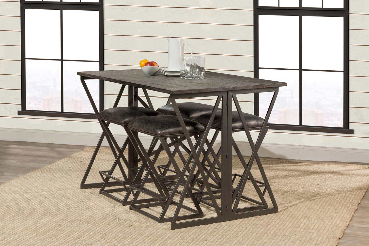 Hillsdale East Glenn 5-Piece Counter Height Dining Set with 4 Kenwell Stools - Charcoal