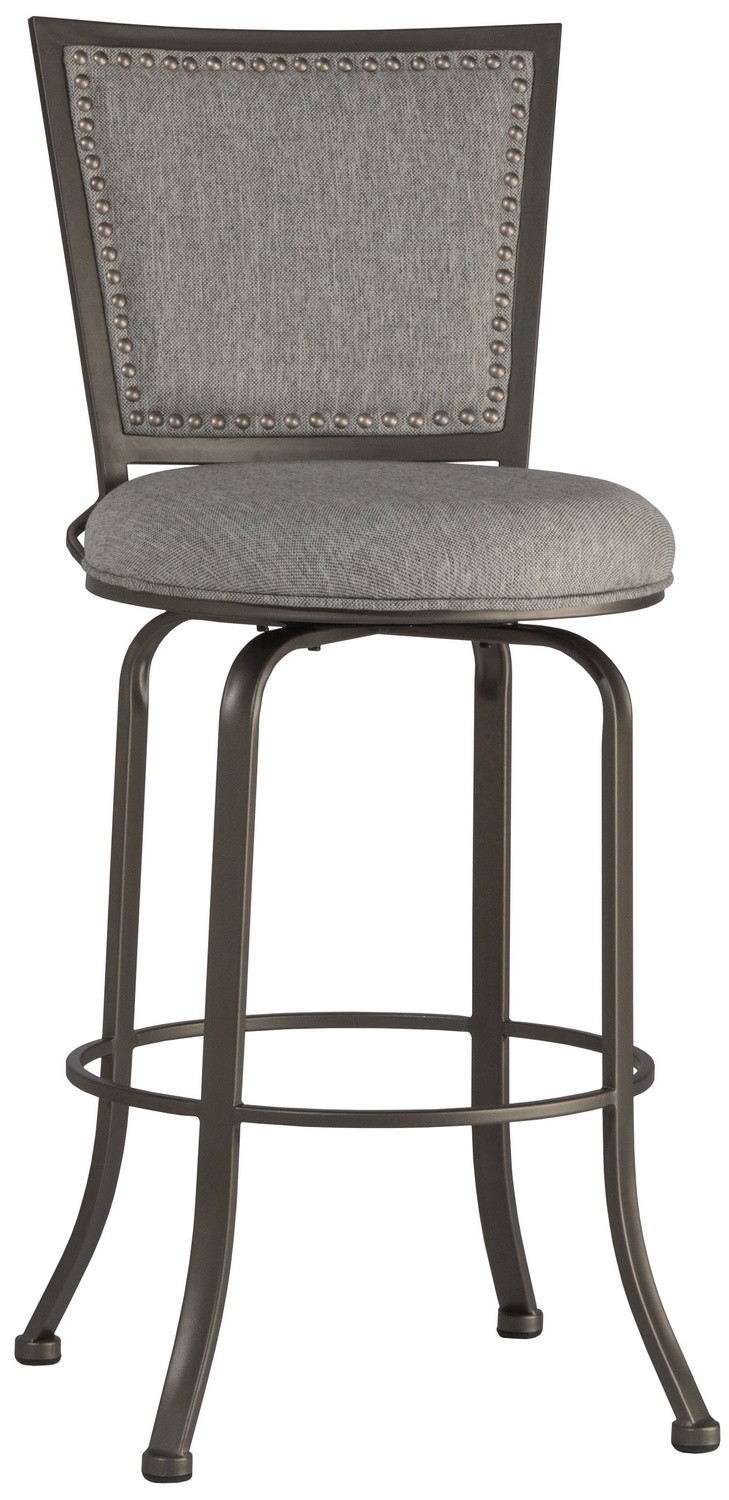 Hillsdale Belle Grove Commercial Grade Metal Bar Height Swivel Stool - Gray/Ash Fabric