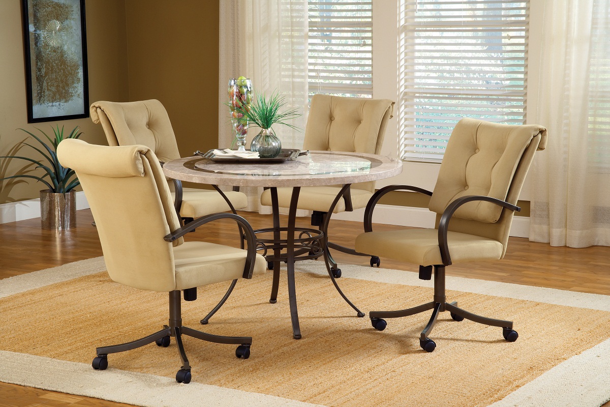 Hillsdale Harbour Point 5Pc Round Dining Set with Caster Chair - Golden Bronze Hillsdale Harbour Point 5Pc Round Dining Set with Caster Chair - Golden Bronze