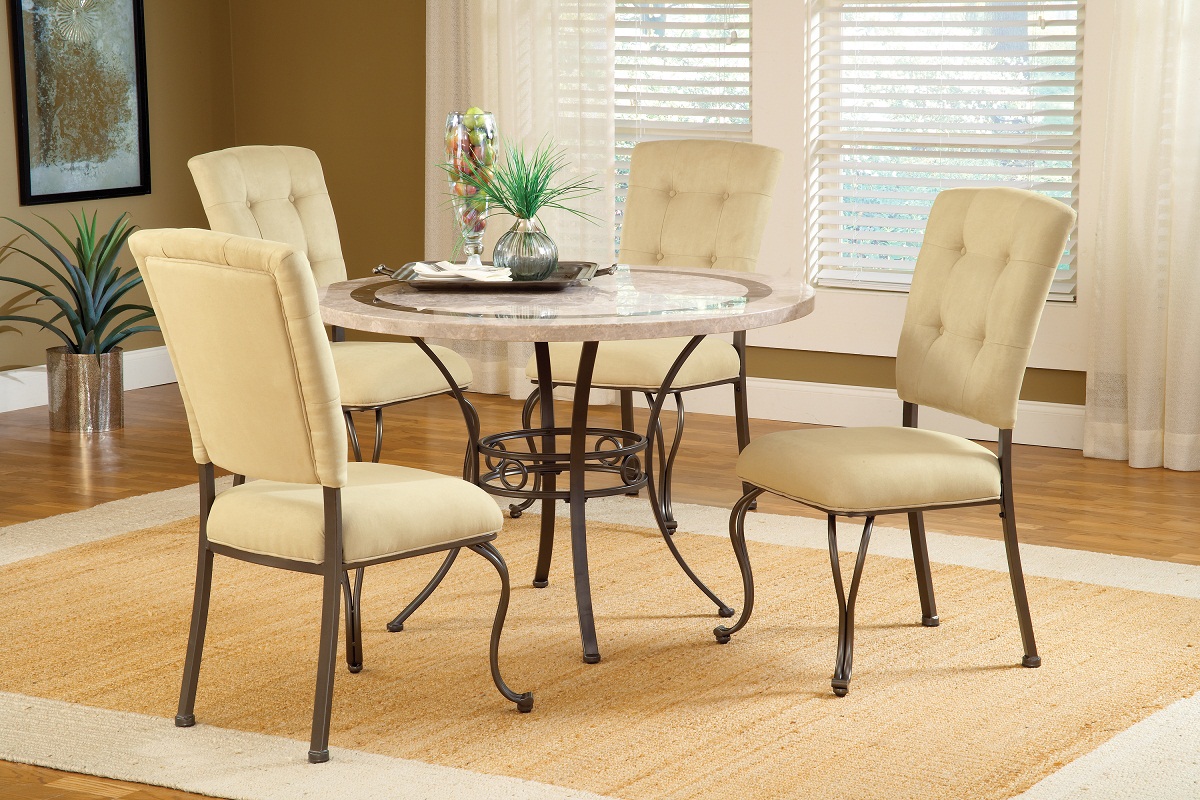 Hillsdale Harbour Point 5Pc Round Dining Set with Parson Chair - Golden Bronze Hillsdale Harbour Point 5Pc Round Dining Set with Parson Chair - Golden Bronze