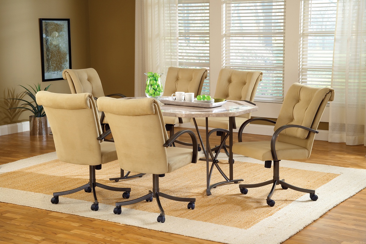 Hillsdale Harbour Point 7Pc Octagon Dining Set with Caster Chair - Golden Bronze Hillsdale Harbour Point 7Pc Octagon Dining Set with Caster Chair - Golden Bronze