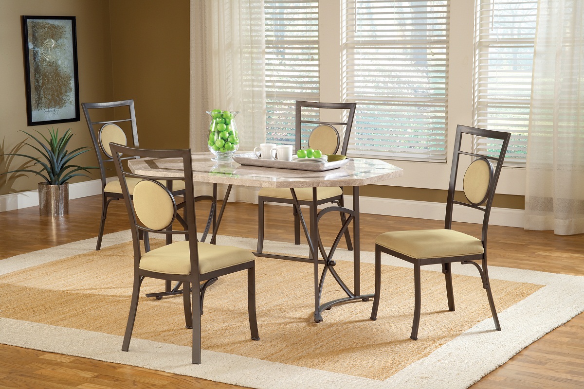 Hillsdale Harbour Point 5Pc Octagon Dining Set with Metal Oval Chair - Golden Bronze Hillsdale Harbour Point 5Pc Octagon Dining Set with Metal Oval Chair - Golden Bronze