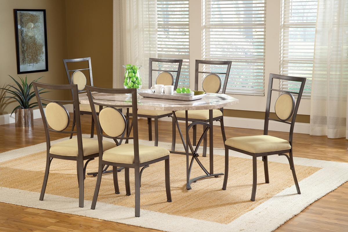 Hillsdale Harbour Point 7Pc Octagon Dining Set with Metal Oval Chair - Golden Bronze Hillsdale Harbour Point 7Pc Octagon Dining Set with Metal Oval Chair - Golden Bronze