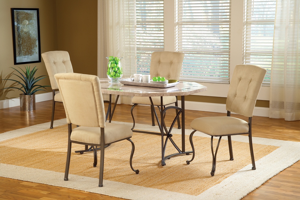 Hillsdale Harbour Point 5Pc Octagon Dining Set with Parson Chair - Golden Bronze Hillsdale Harbour Point 5Pc Octagon Dining Set with Parson Chair - Golden Bronze