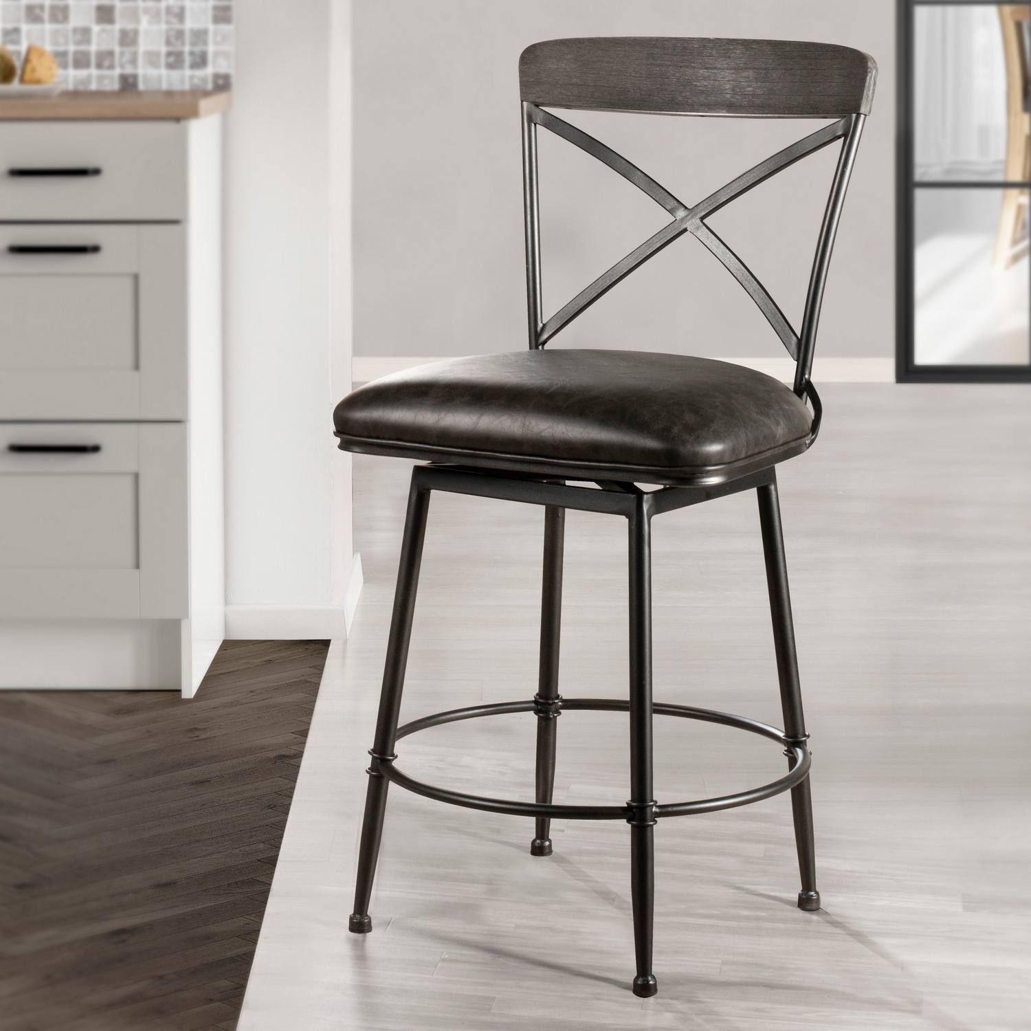 Hillsdale Decker Commercial Grade Metal Counter Height Swivel Stool ...