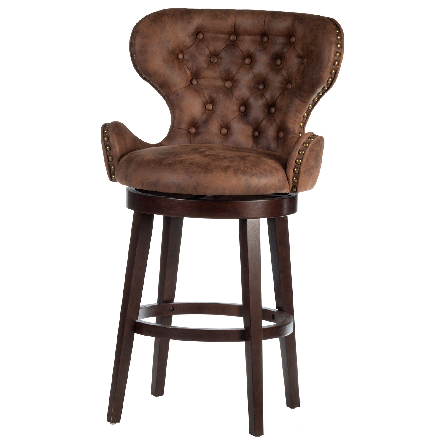 Hillsdale Mid-City Wood and Upholstered Swivel Counter Height Stool - Chocolate