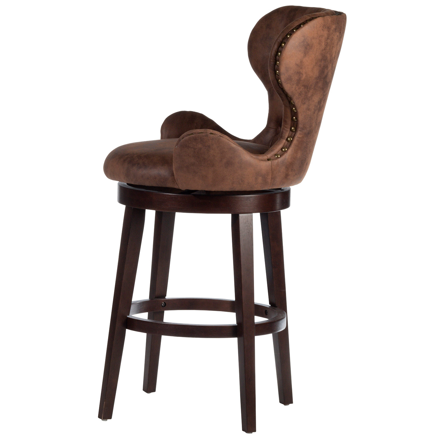 Hillsdale Mid-City Wood and Upholstered Swivel Bar Height Stool - Chocolate