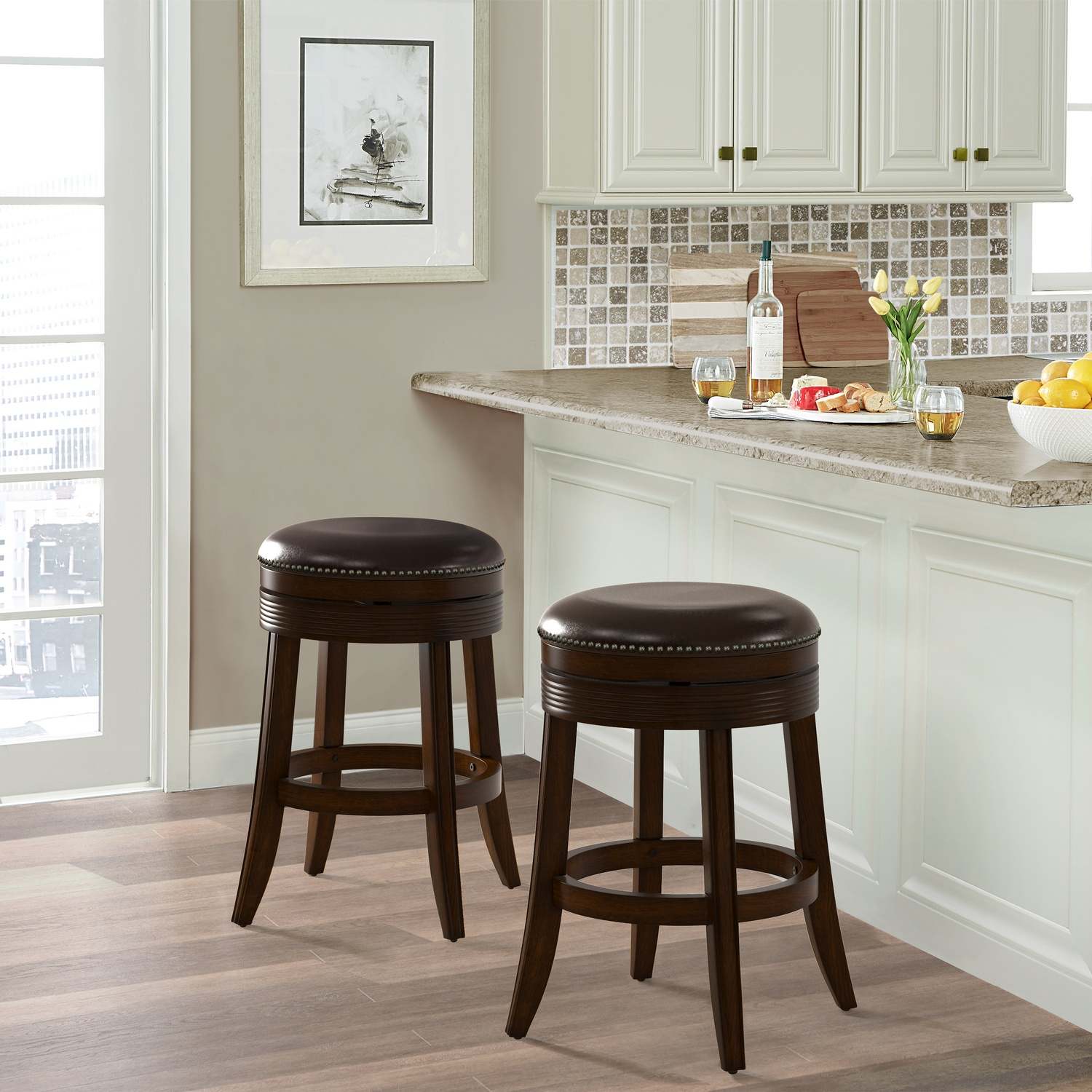 Hillsdale Tillman Wood Backless Counter Height Swivel Stool - Brown Cherry