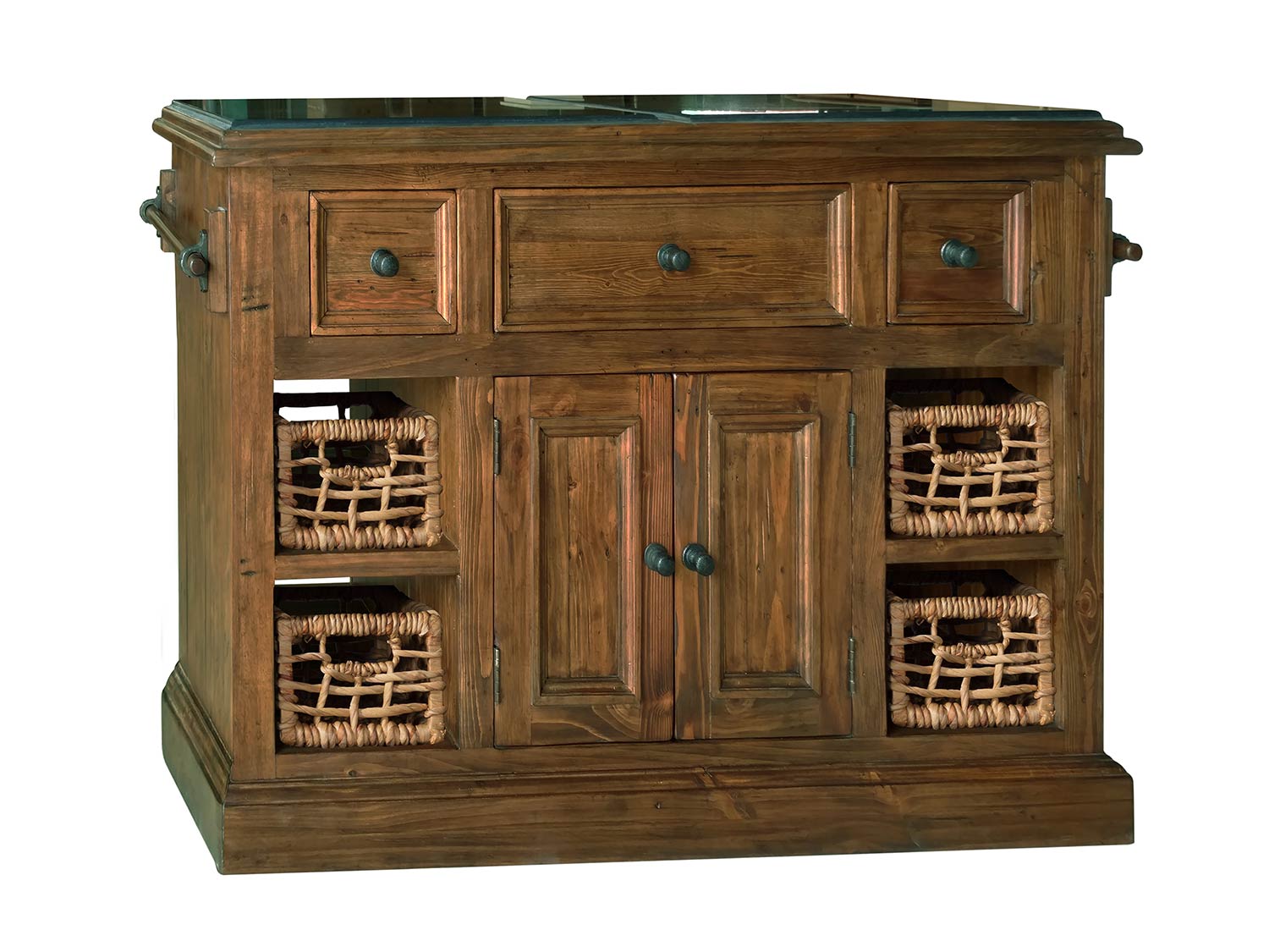 Hillsdale Tuscan Retreat Large Granite Top Kitchen Island with 2 Baskets - Oxford