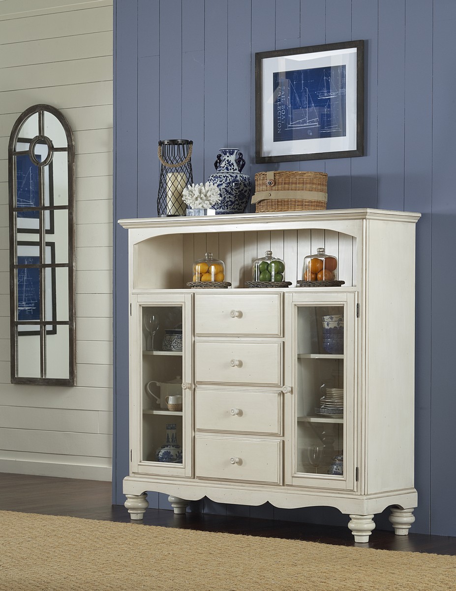 Hillsdale Pine Island Four Drawer Bakers Cabinet - Old White