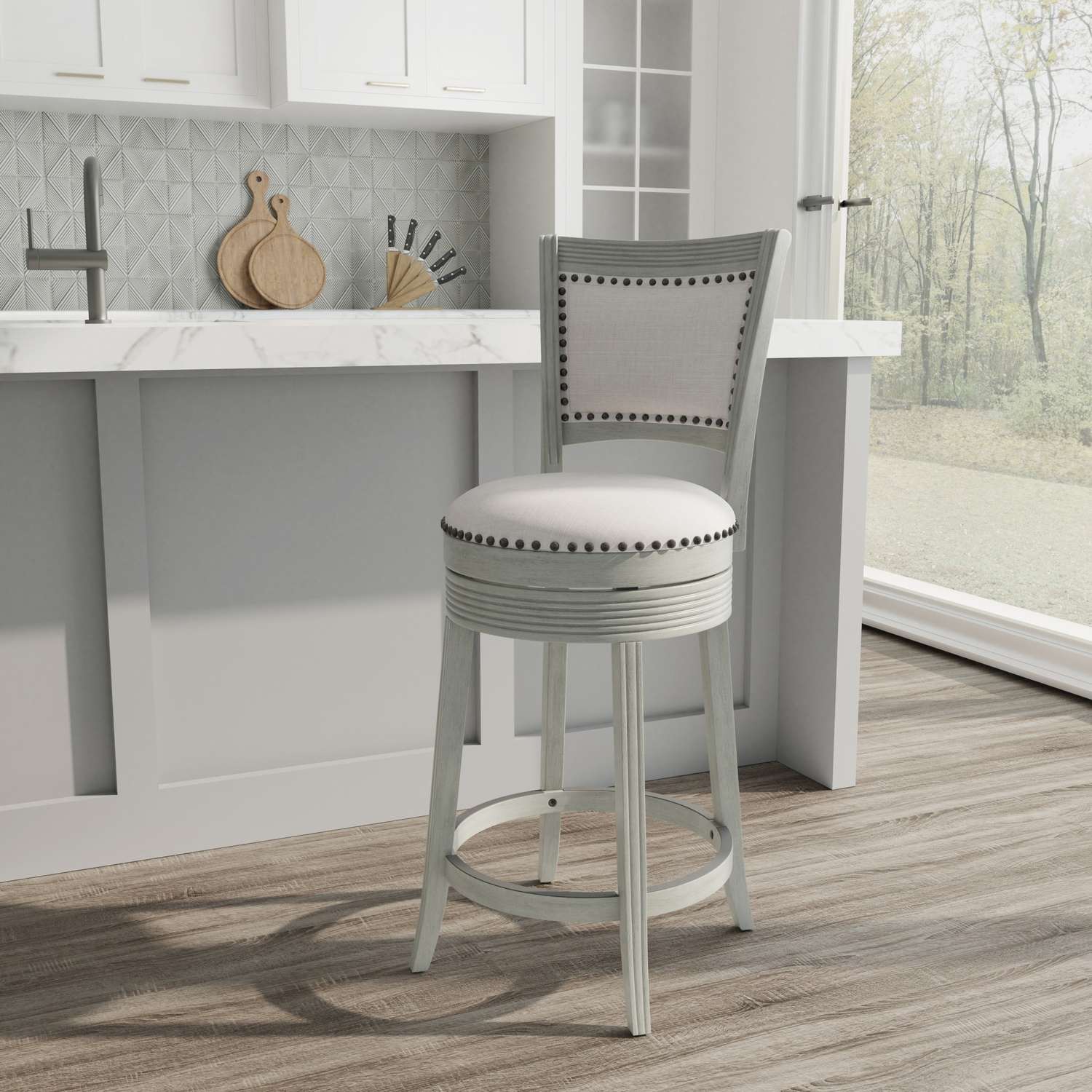 Hillsdale Lockefield Wood Counter Height Swivel Stool - Aged Gray