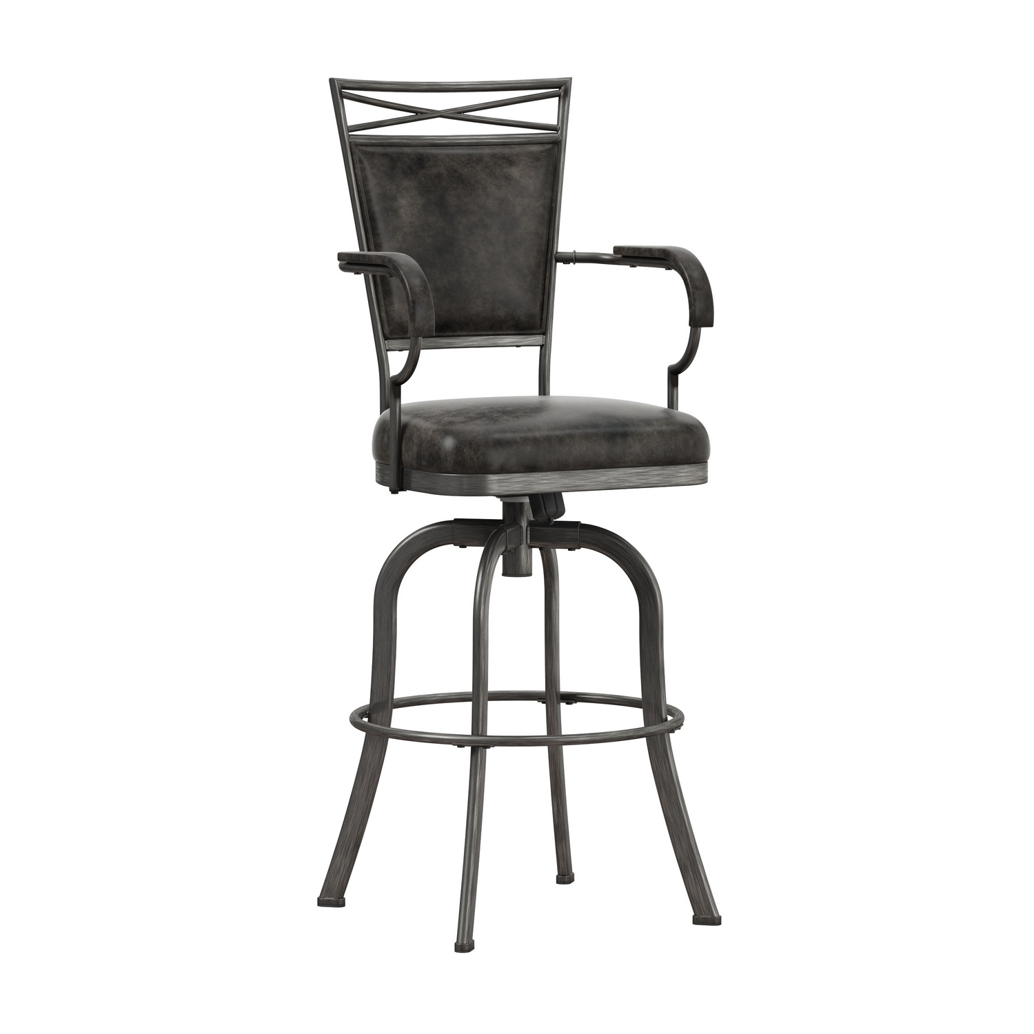 Hillsdale Bridgetown Metal Bar Height Swivel Stool - Pewter