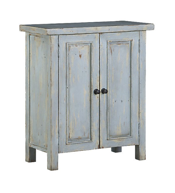Hillsdale Tuscan Retreat 2 Door Small Cabinet - Sea Blue with Antique Pine Top