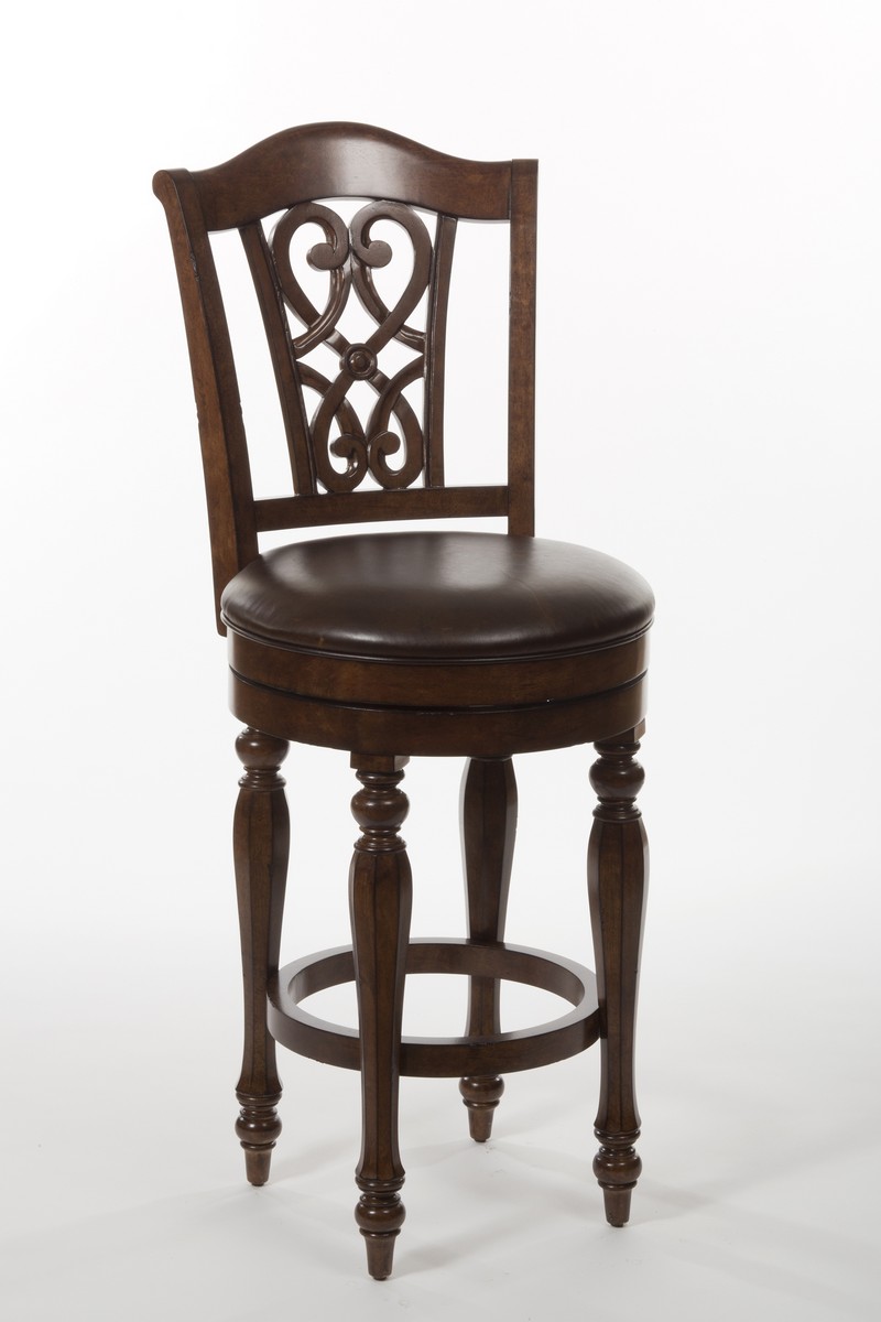 Hillsdale Hamilton Park Swivel Counter Stool with Scroll Back - Brown PU