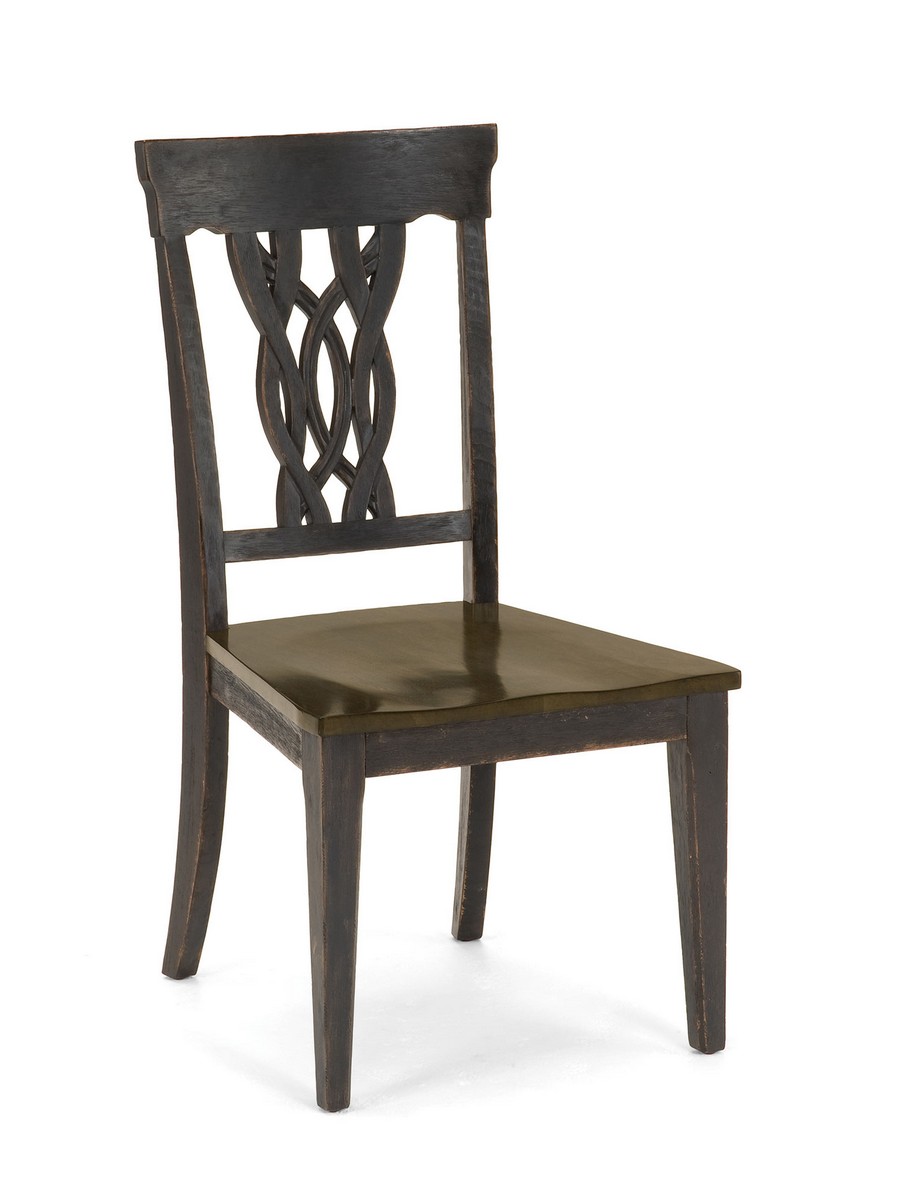 Hillsdale Lafayette Center Panel Dining Chair - Black Gray with Walnut
