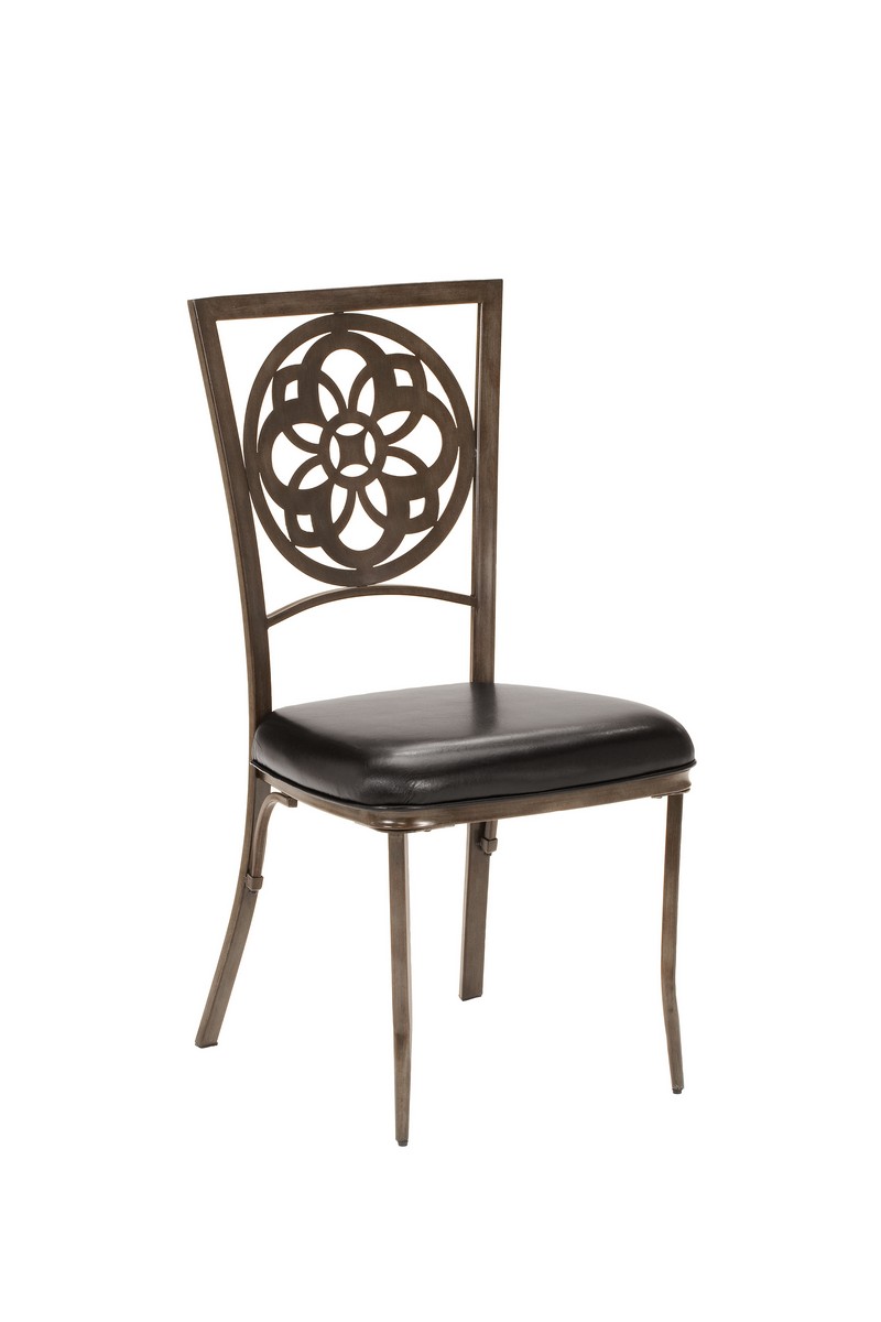 Hillsdale Marsala Dining Chair - Gray with Brown Rub - Black PU