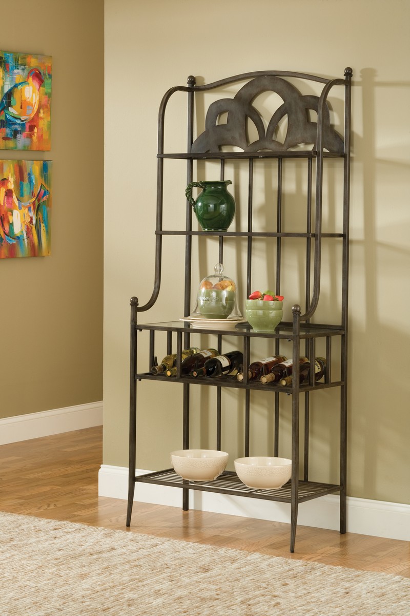 Hillsdale Marsala Bakers Rack - Small Center Design - Gray with Brown Rub
