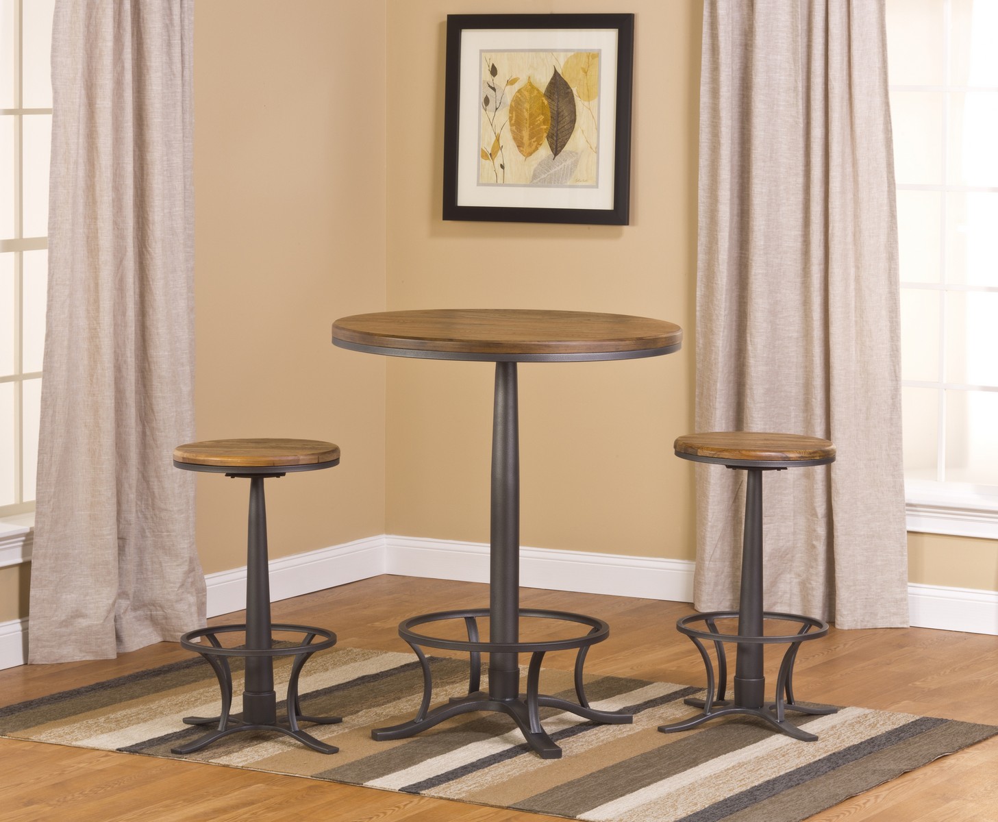 Hillsdale Westview Bar Height Bistro with Rivage Stools - Steel Gray/ Oak/ Black