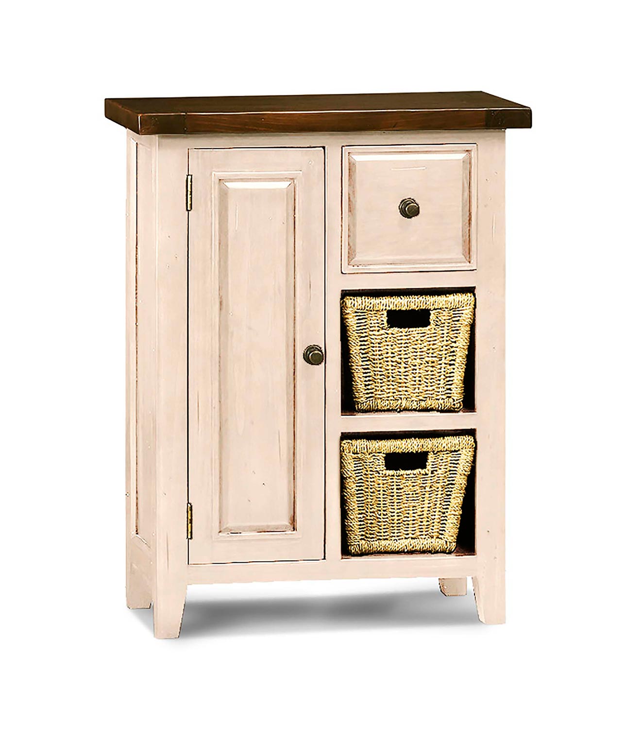 Hillsdale Tuscan Retreat Coffee Cabinet with 2 Shelf/Baskets - Country White