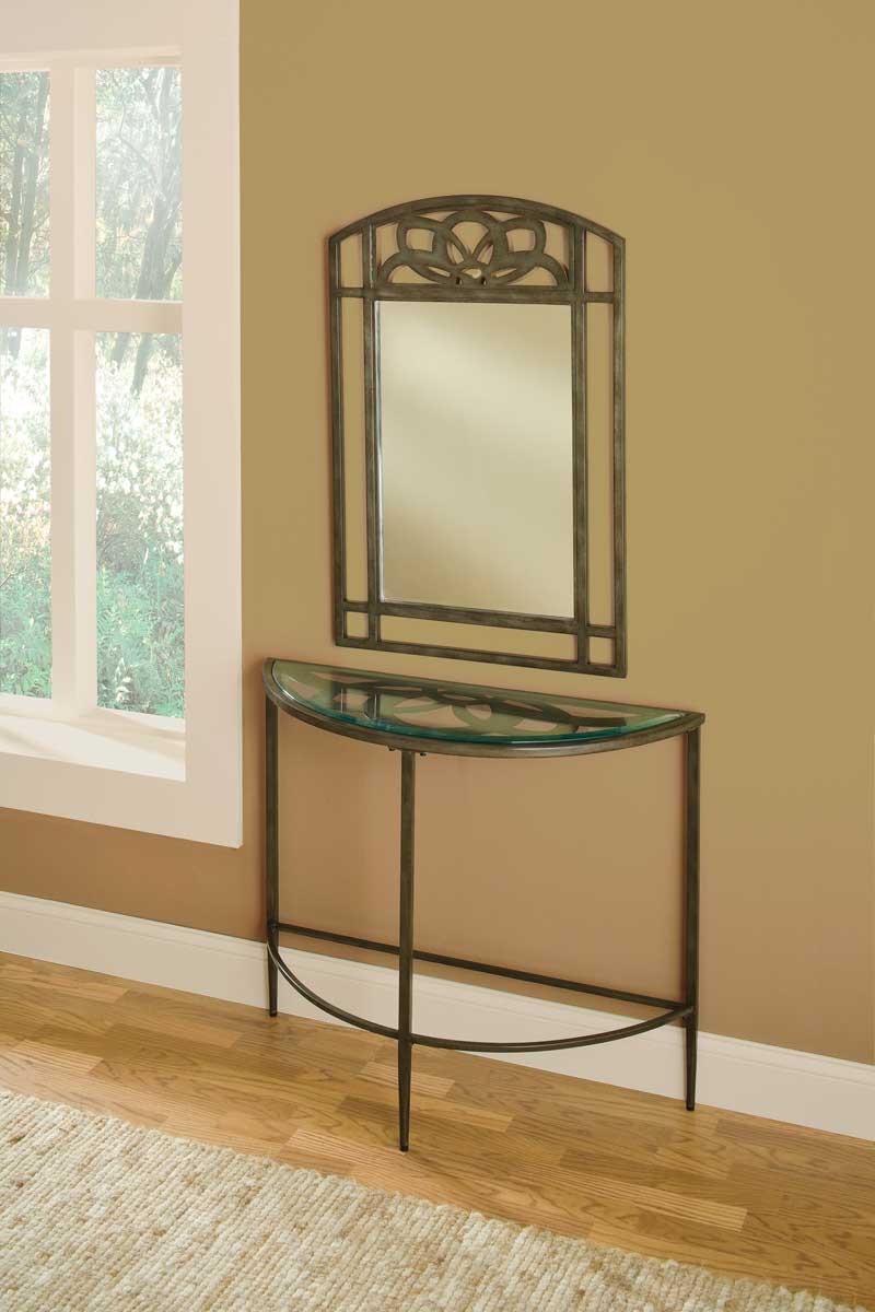 Hillsdale Marsala Console Table and Mirror - Gray with Brown Rub/ Glass