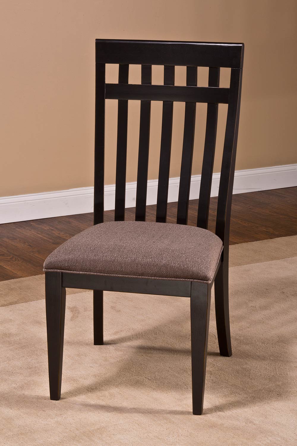 Hillsdale Copeland Dining Chair - Distressed Black - Woven Gray Fabric