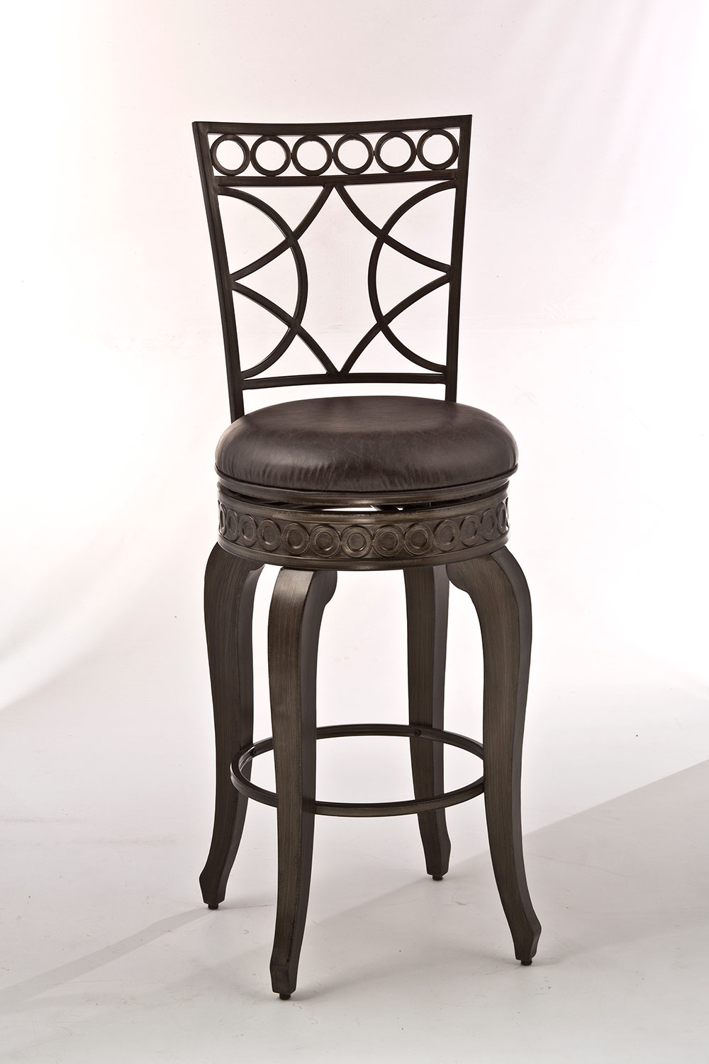 Hillsdale Webster Swivel Counter Stool - Antique Brushed Pewter - Charcoal Faux Leather