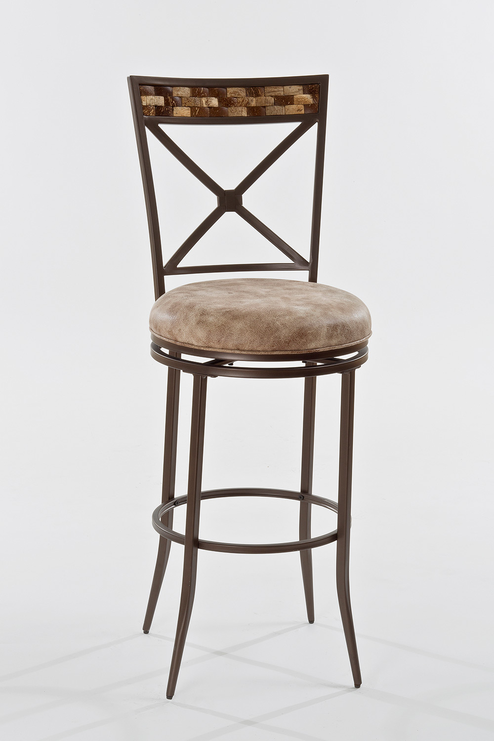 Hillsdale Compton Swivel Counter Stool - Brown - Weathered Beige Leatherette