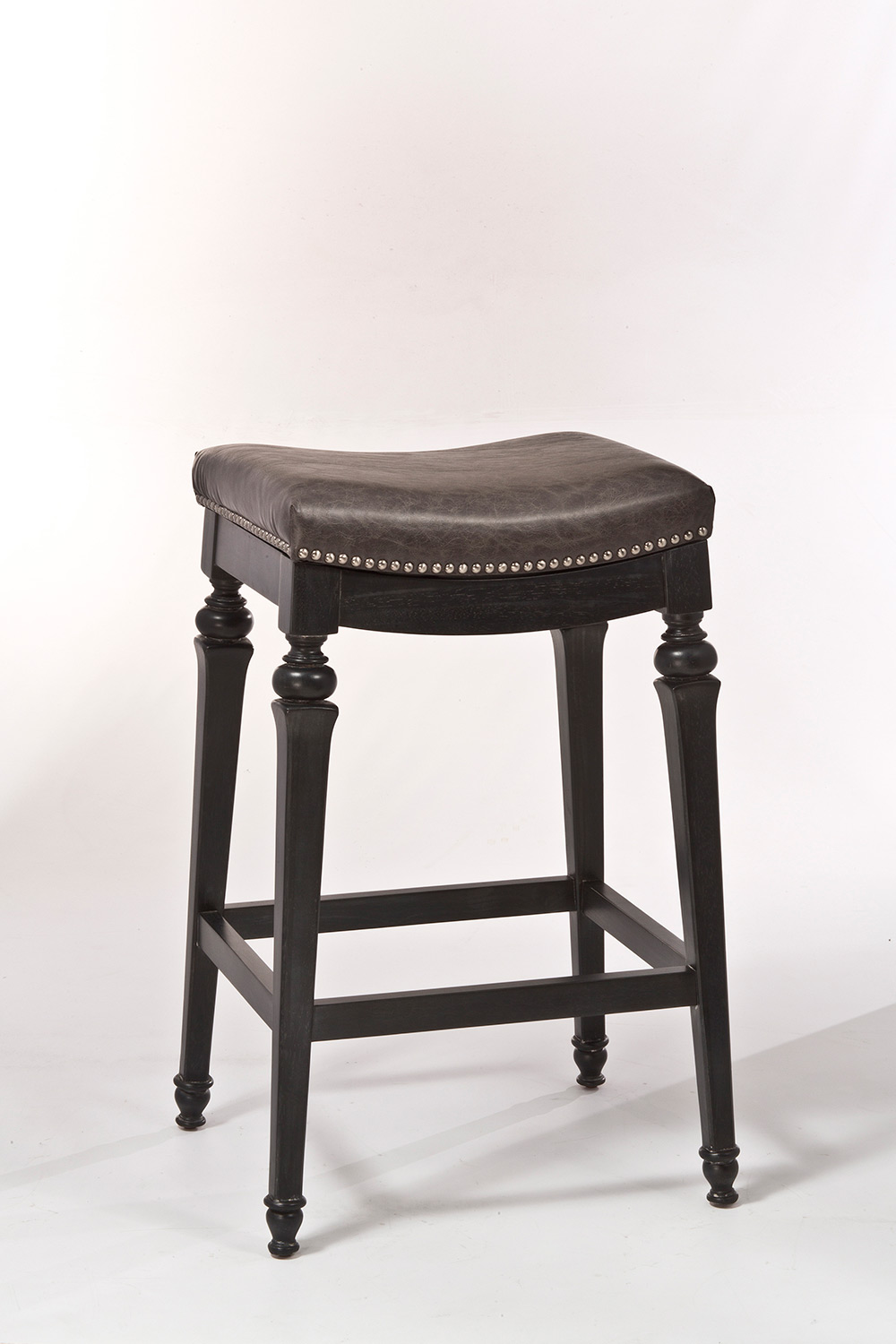 Hillsdale Vetrina Backless Non-Swivel Counter Stool - Black/Gold Rub - Charcoal Faux Leather