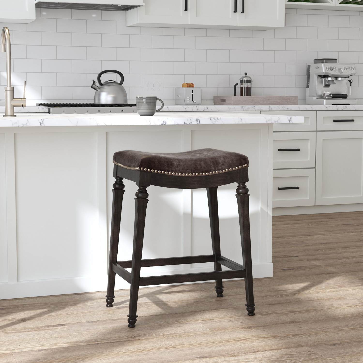 Hillsdale Vetrina Wood Backless Counter Height Stool - Black/Gold Rub