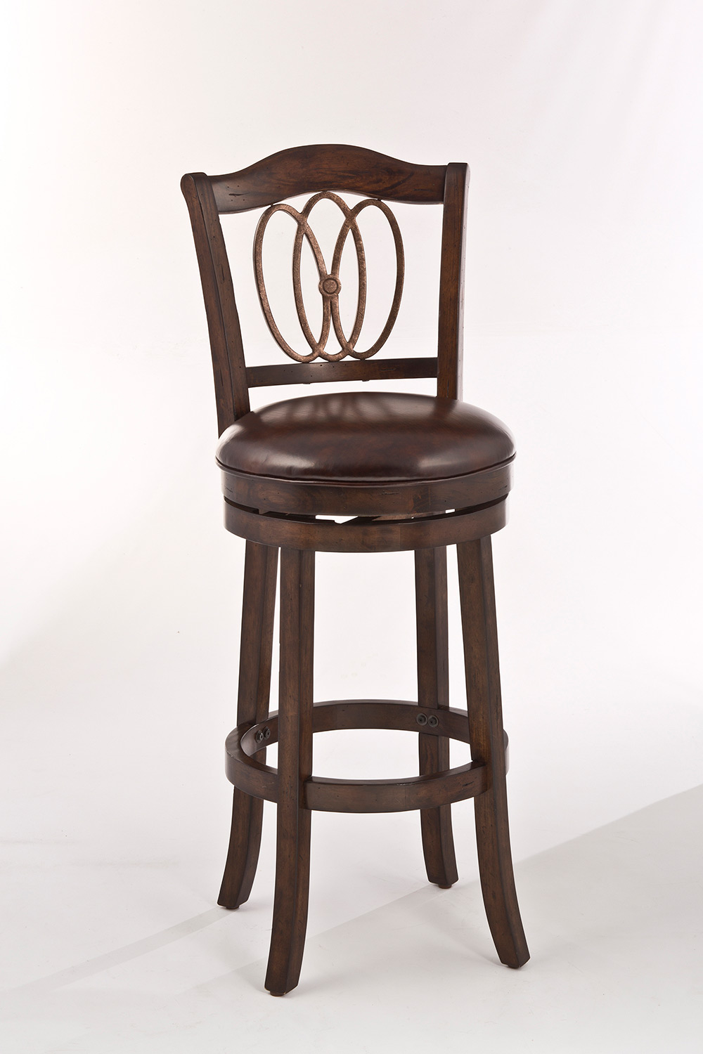 Hillsdale Lyndale Swivel Bar Stool - Distressed Chestnut - Brown Faux Leather