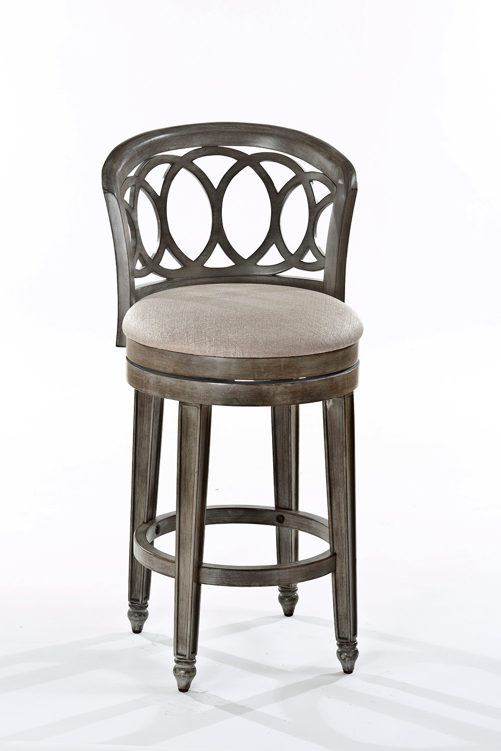Hillsdale Adelyn Swivel Counter Stool - Gold Metallic Silver - Putty Fabric