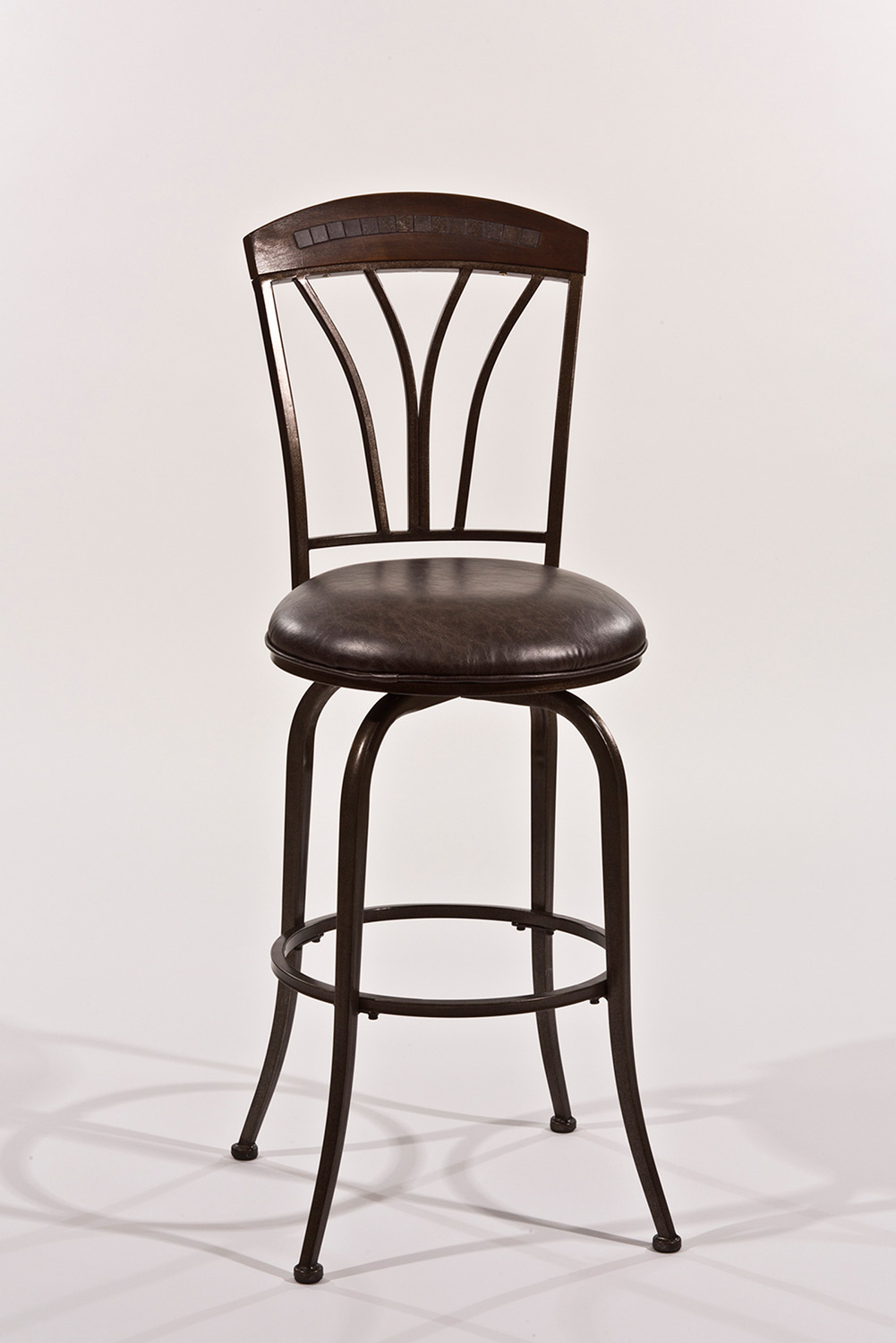 Hillsdale Marano Swivel Bar Stool - Speckled Bronze Pewter - Charcoal Faux Leather
