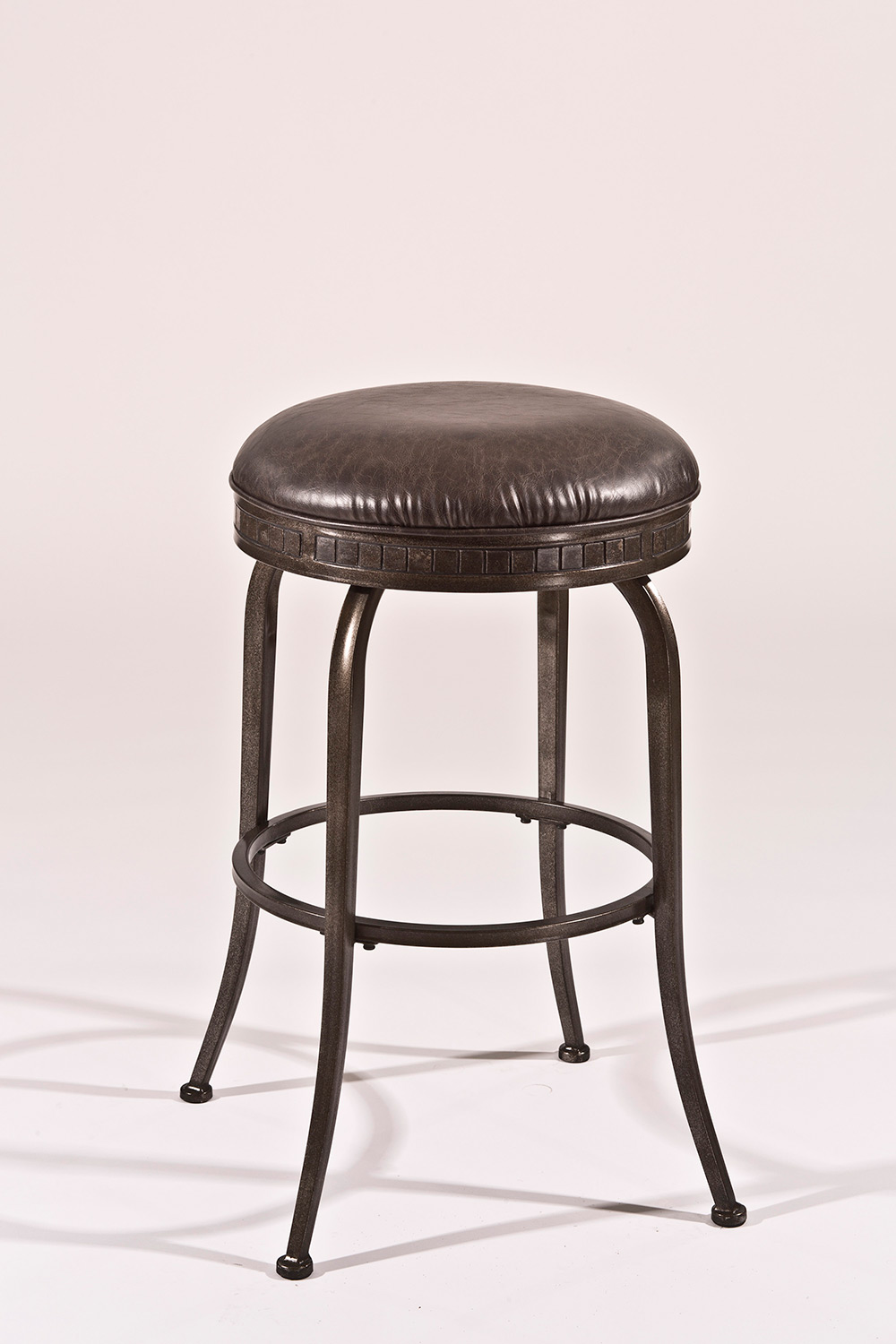 Hillsdale Harper Backless Swivel Counter Stool - Weathered Pewter - Charcoal Faux Leather