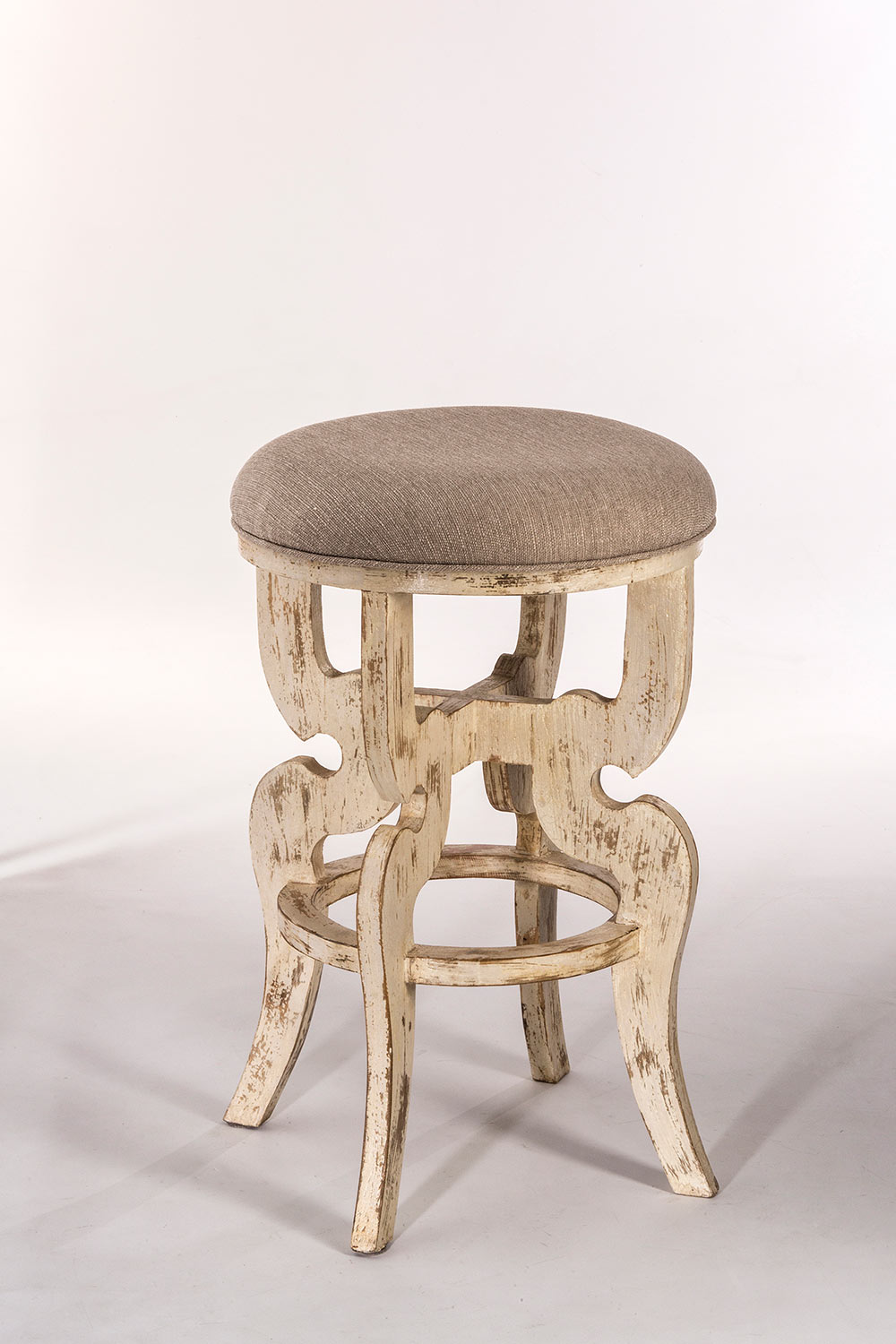 Hillsdale Medlock Backless Counter Stool - Whitewash - Woven Beige Fabric