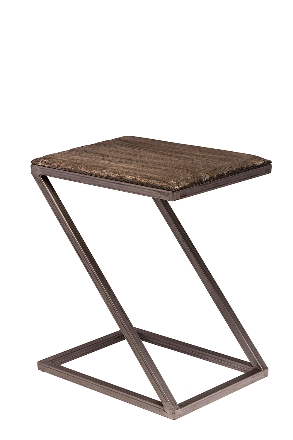 Hillsdale Lorient Z-Shape Accent Table - Washed Charcoal Gray/Aged Steel Metal