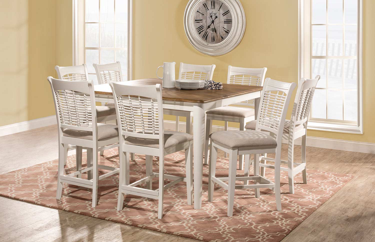 Hillsdale Bayberry 9-Piece Counter Height Dining Set - White/Driftwood