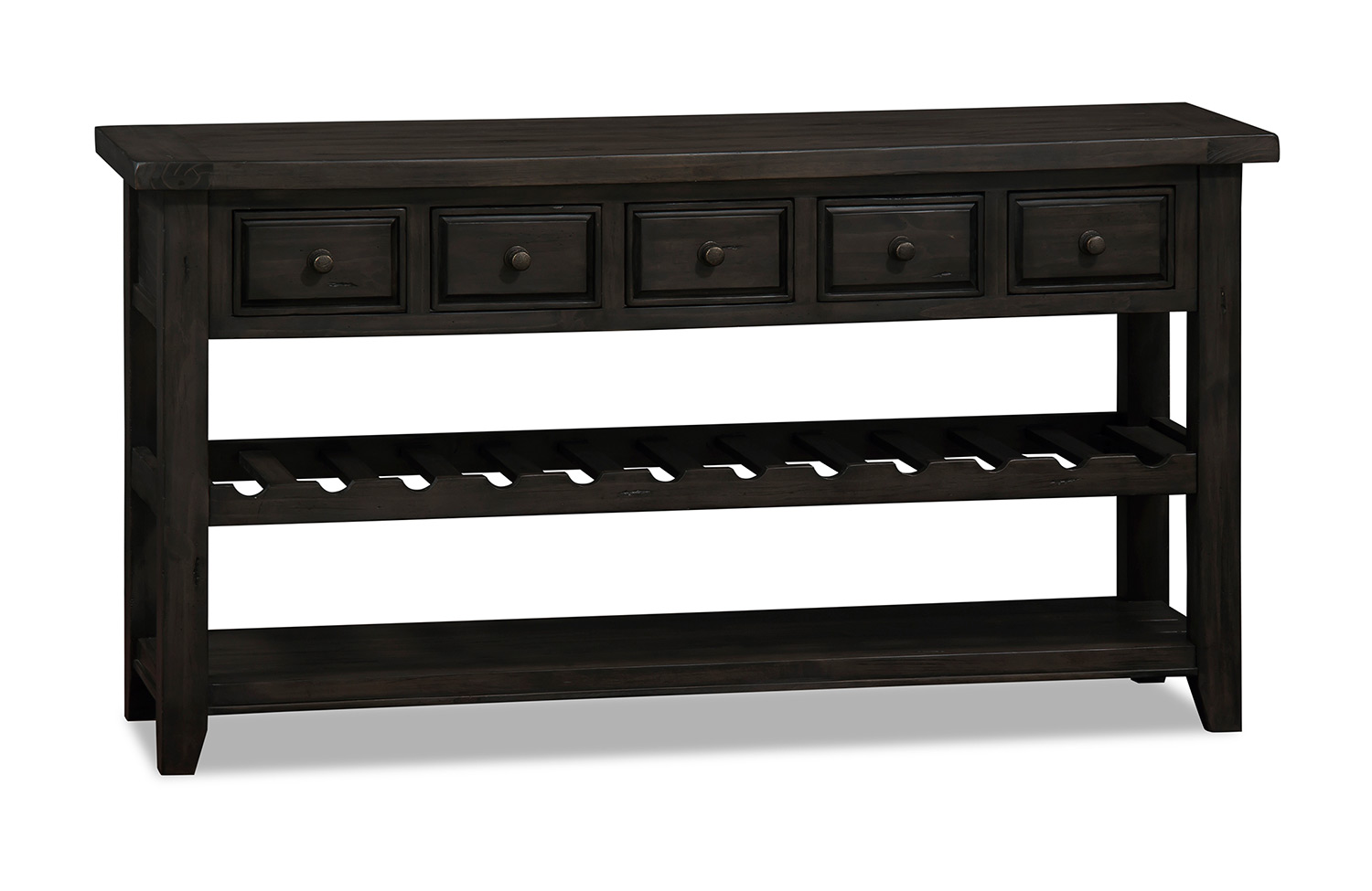 Hillsdale Tuscan Retreat Wine Rack Hall Table with 5 Drawers - Weathered Gray
