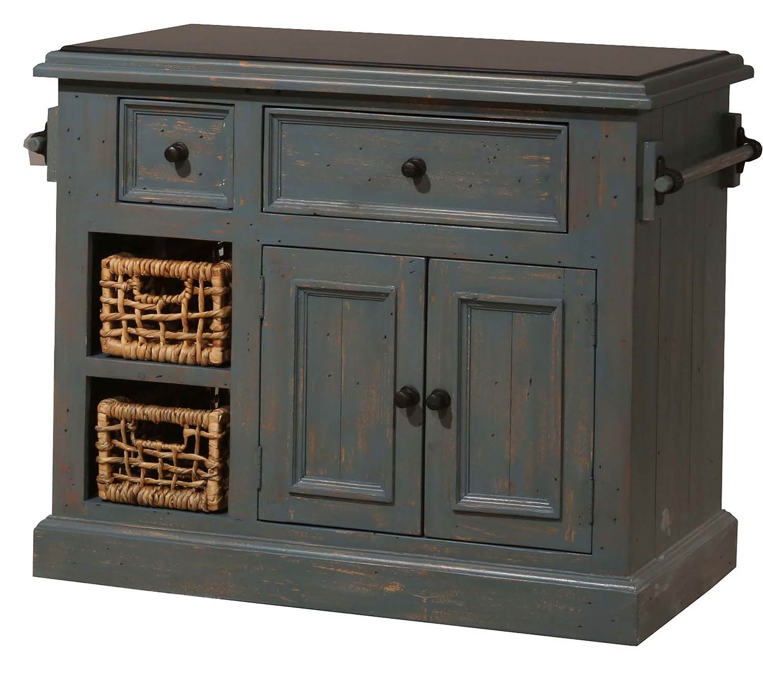 Hillsdale Tuscan Retreat Medium Kitchen Island with Two Baskets - Nordic Blue