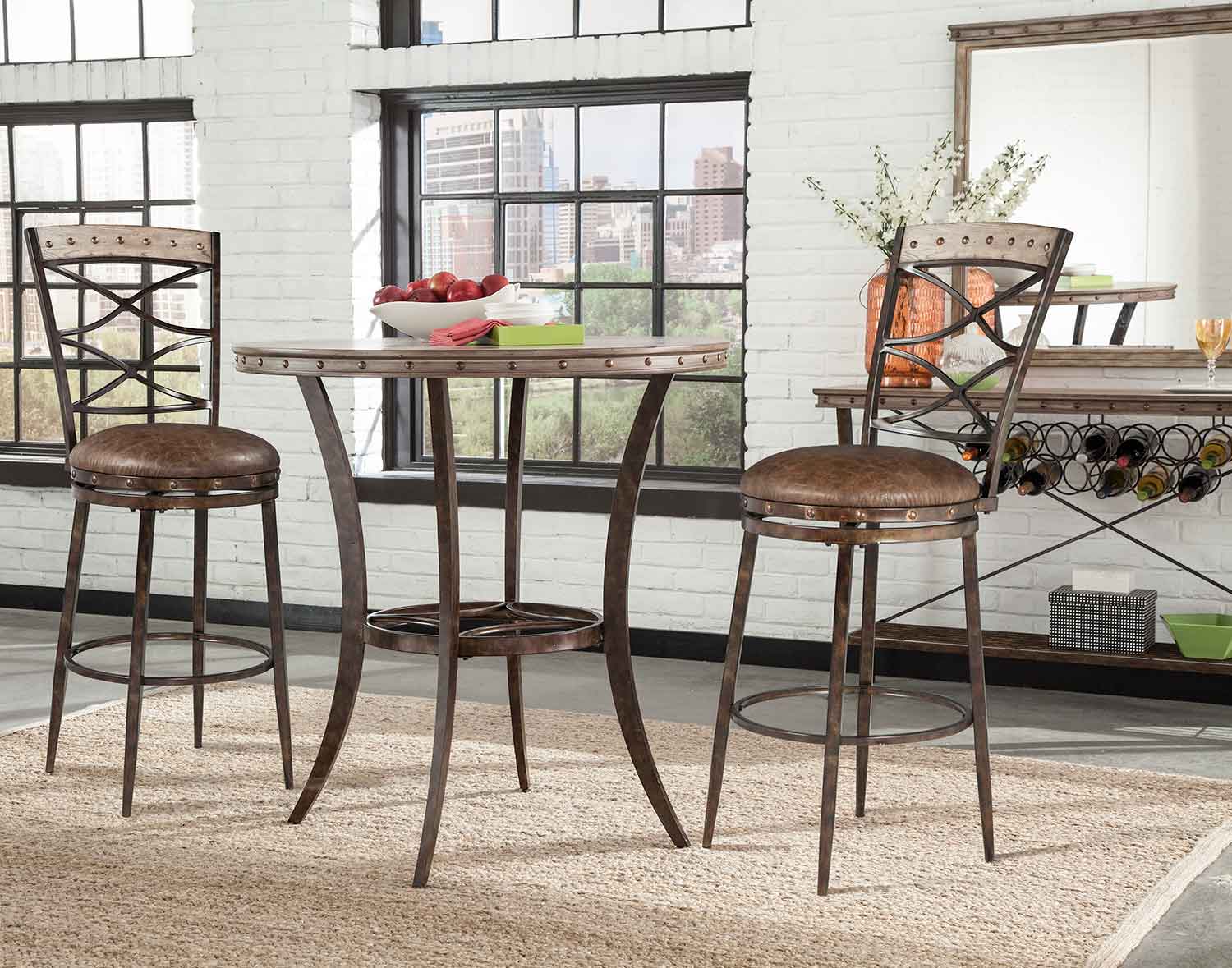 Hillsdale Emmons 3-Piece Bar Height Bistro Dining Set - Washed Gray