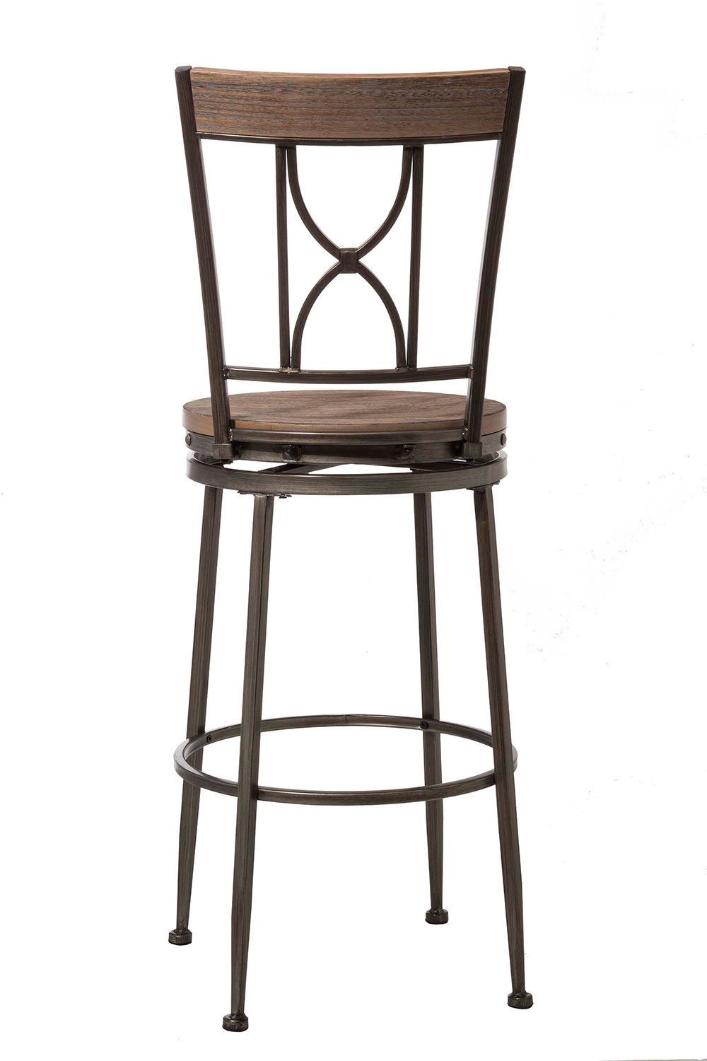 Hillsdale Paddock Swivel Counter Stool - Brushed Steel Metal/Distressed Brown