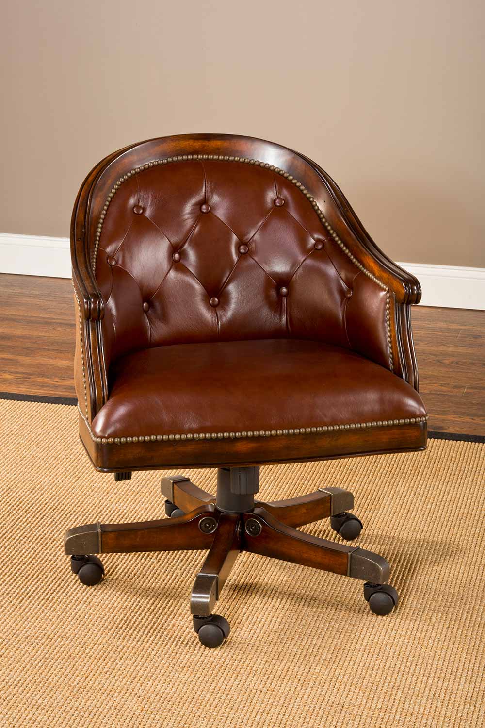 Hillsdale Harding Game Chair - Rich Cherry/Brown Leather