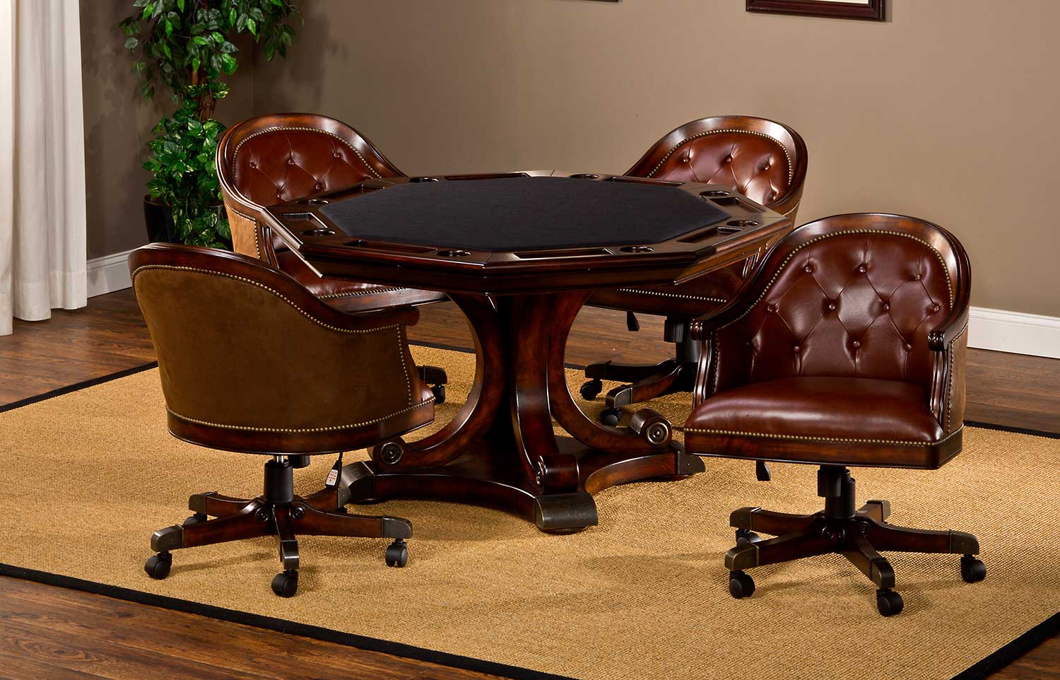 Hillsdale Harding 5-Piece Game Set - Rich Cherry/Brown Leather