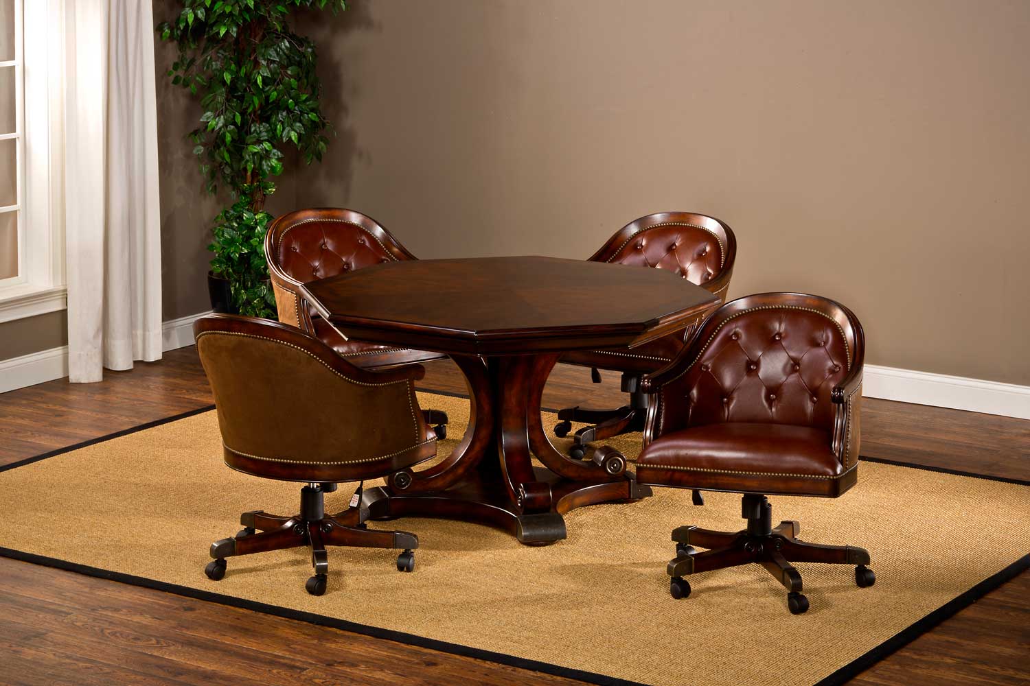 Hillsdale Harding Game Set - Rich Cherry/Brown Leather