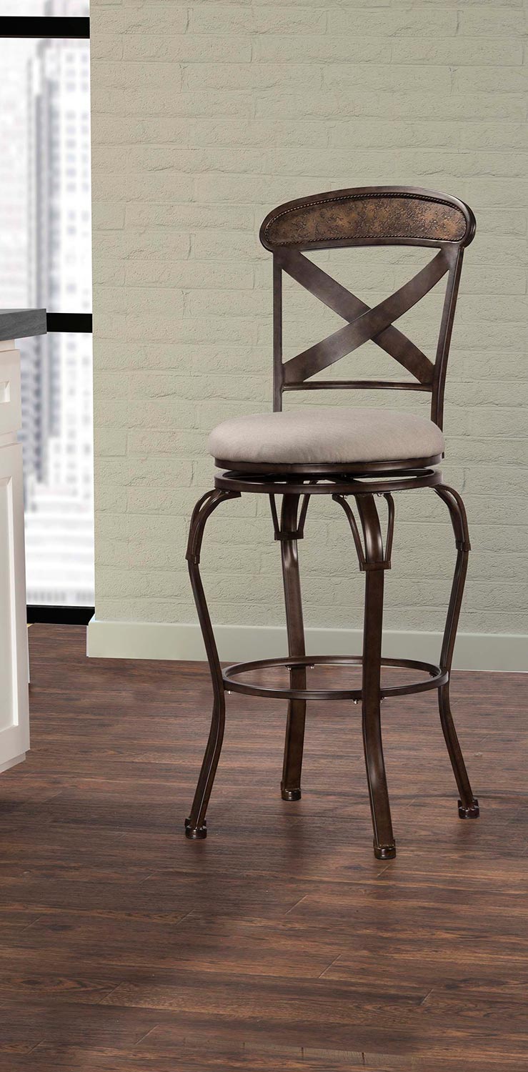 Hillsdale Kinsley Indoor/Outdoor Swivel Bar Stool Rubbed Bronze HD6312830 at
