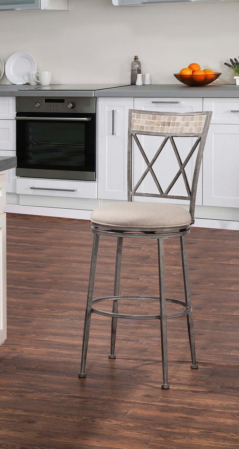 Hillsdale Milestone Indoor/Outdoor Swivel Counter Stool - Aged Pewter