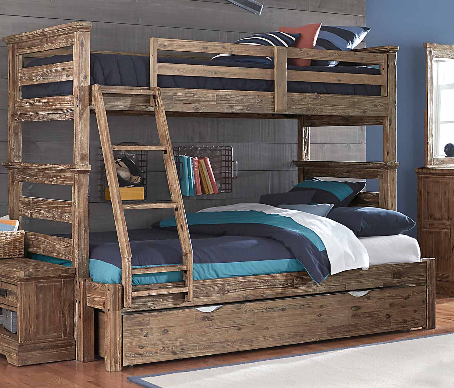 NE Kids Oxford Oliver Twin Over Full Bunk Bed With Trundle - Cocoa