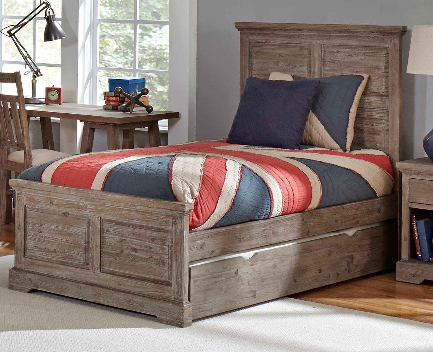 NE Kids Oxford William Panel Bed With Trundle - Cocoa