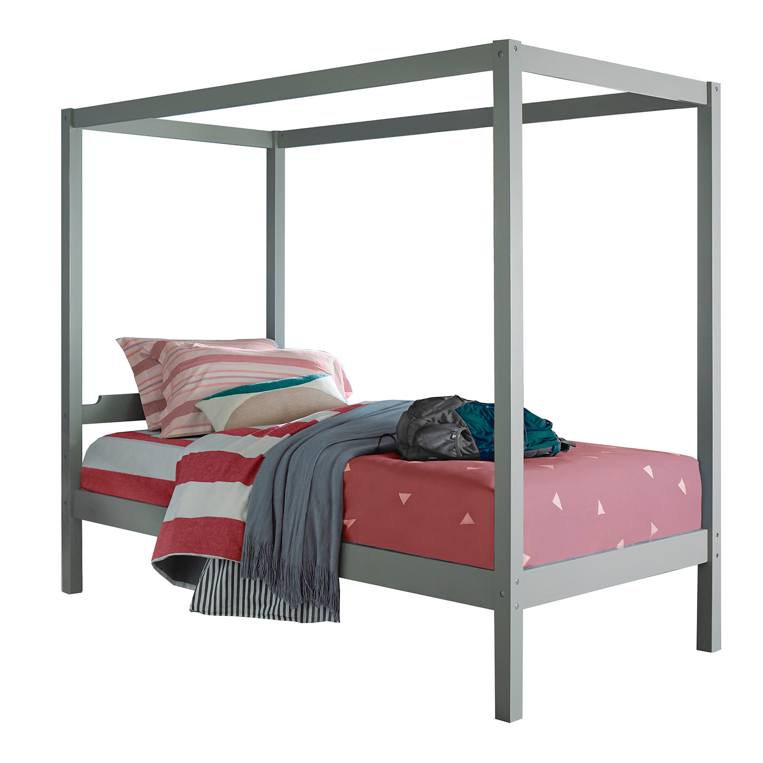 Hillsdale Sutton Wood Canopy Twin Bed - Gray