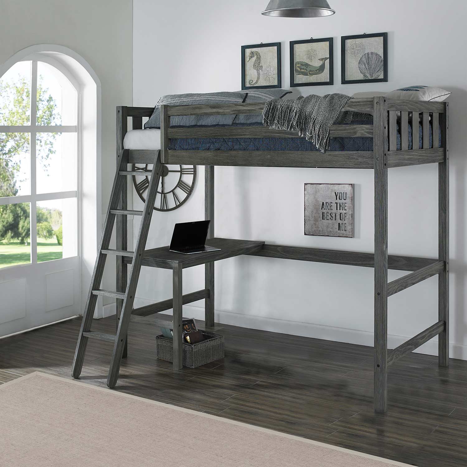 Hillsdale Crosswinds Complete Twin Loft Bed - Wirebrush Gray